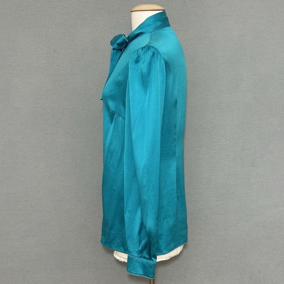 Dolce & Gabbana Women Top 46 IT 10 US Blue Silk Satin Secretary Self Tie Classic - Picture 6 of 16